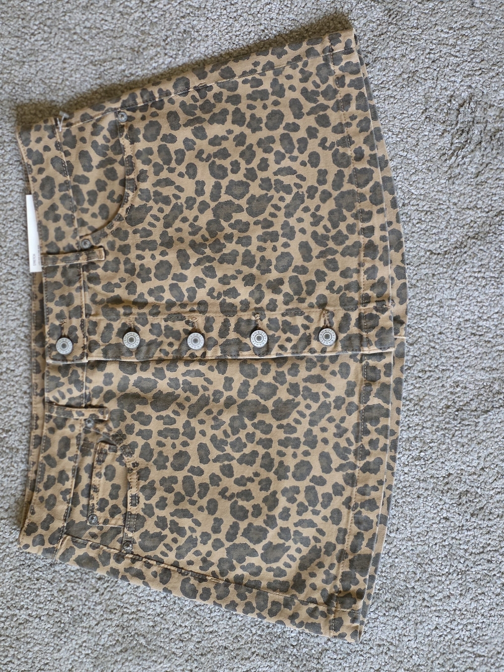 American Eagle Outfitters Leopard Print Button-Front Mini Skort - Tan/Gray